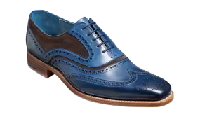 Barker McClean Classic Full Brogue Oxford Shoe - Navy Hand Painted / Choc Suede