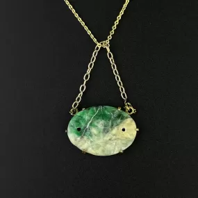 Vintage Carved Natural Jade Pendant Necklace