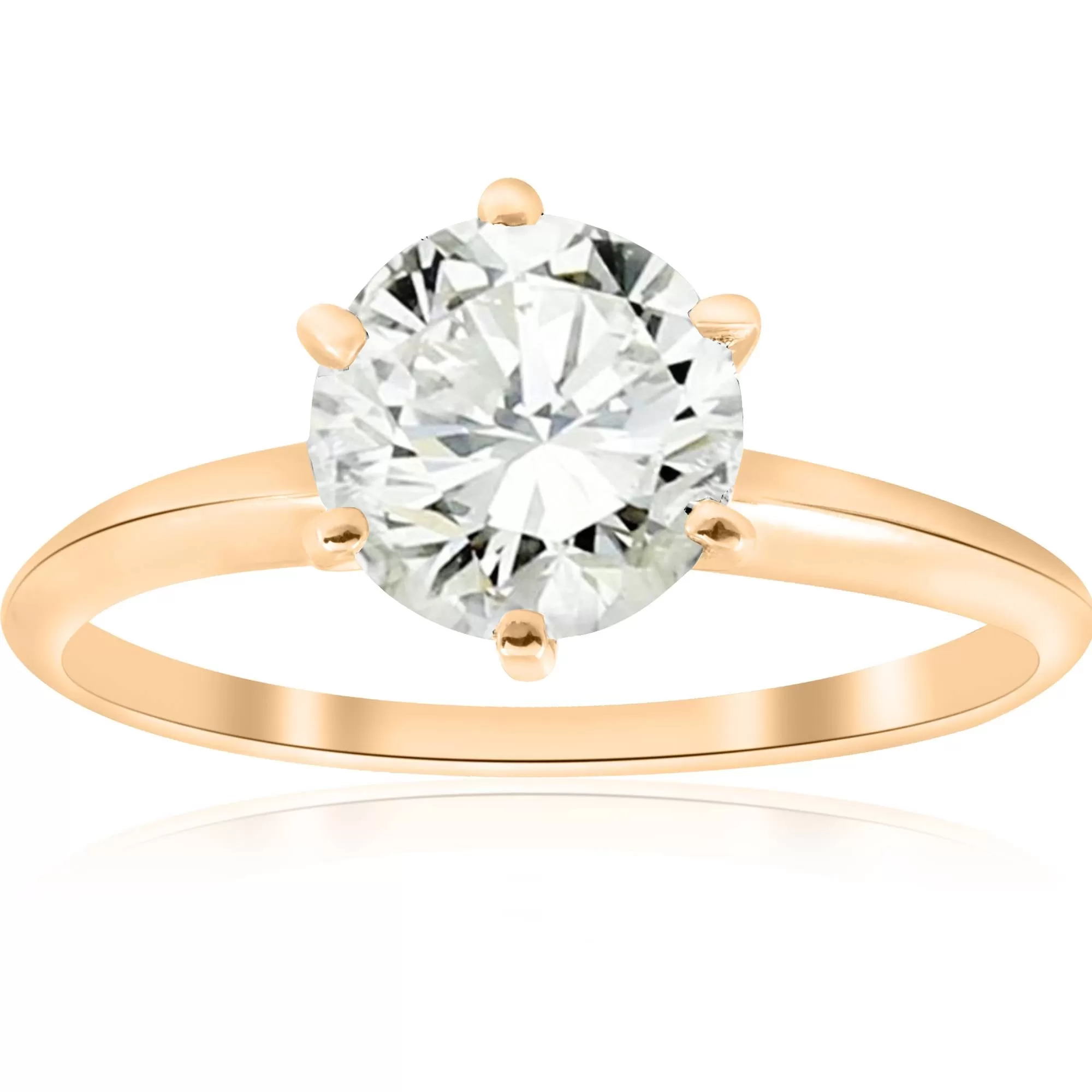 1 1/2 Ct Diamond Solitaire Engagement Ring 14k Yellow Gold Enhanced