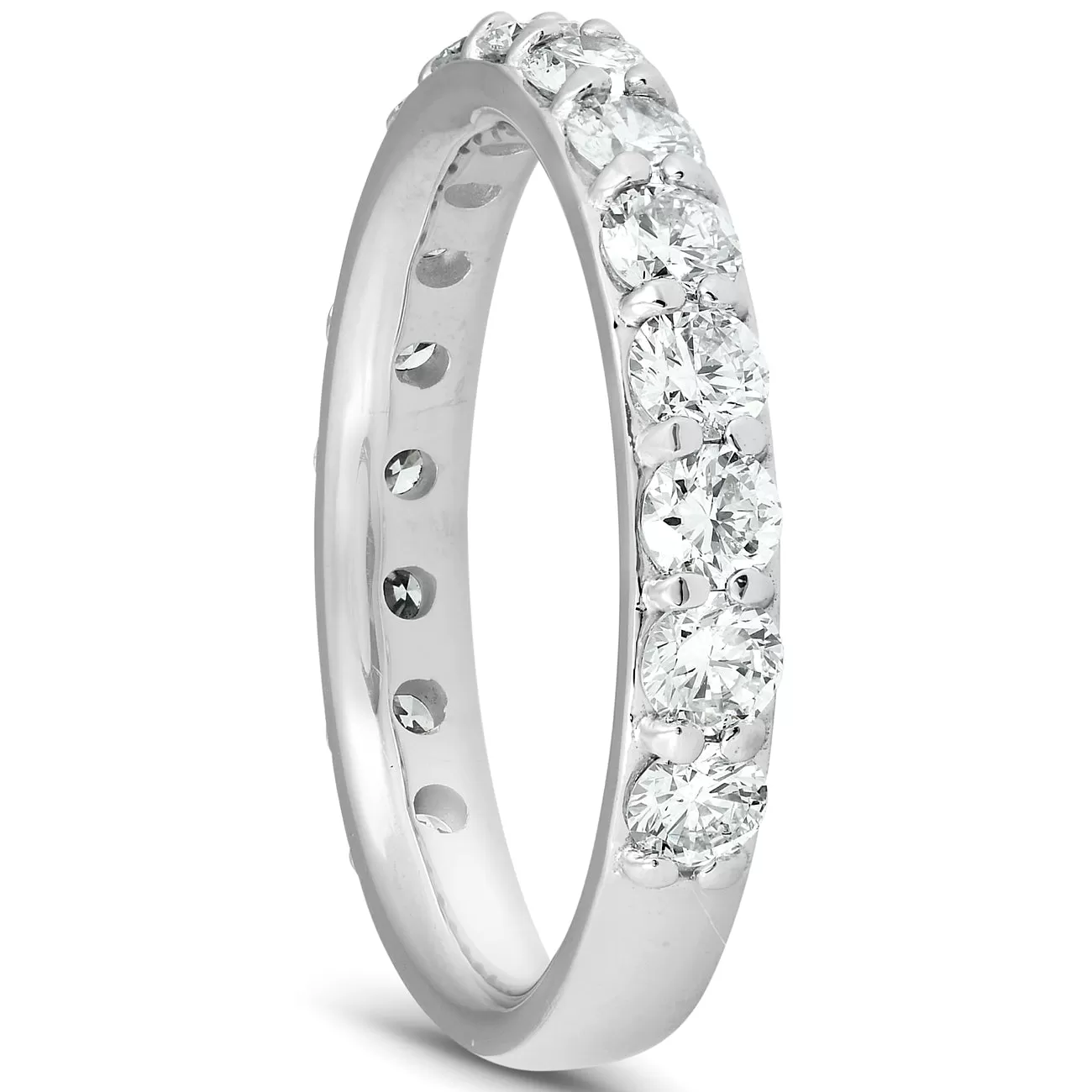 1 1/2 Ct Diamond Wedding Ring 14k White Gold Stackable Anniverary Band