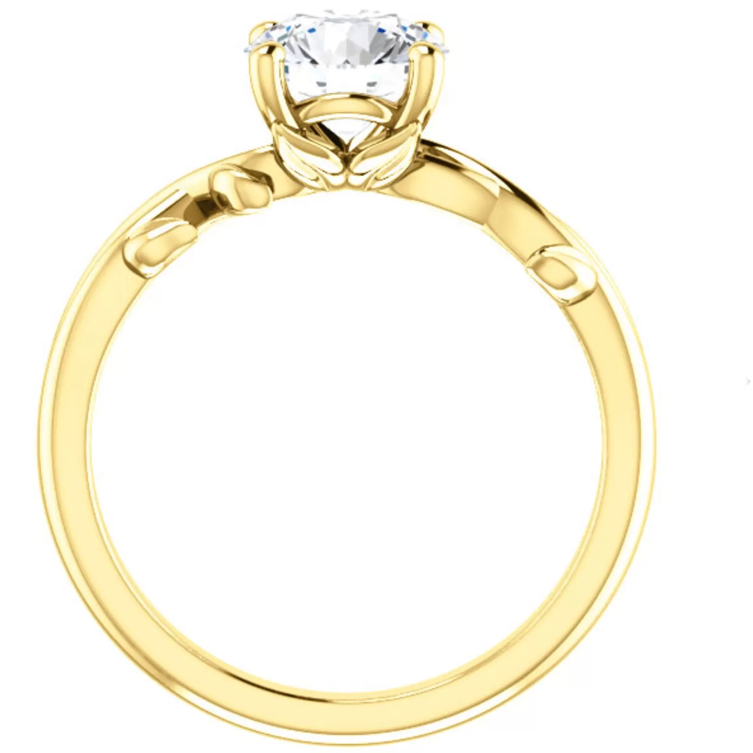 1 1/4 ct Solitaire Moissanite Vine Engagement Ring 14k Yellow Gold