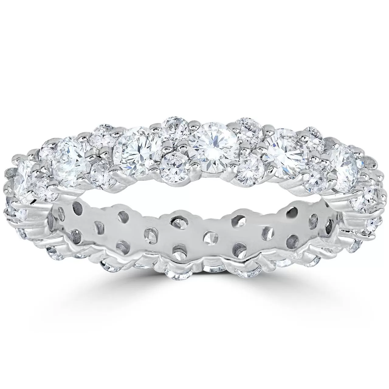 1 7/8 cttw Diamond Eternity Wedding Ring Stackable Band 14k White Gold