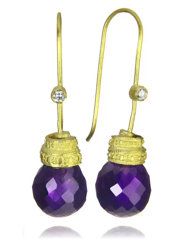 18K Gold Plated Jaipuri Mogul Quartz Drop Earrings