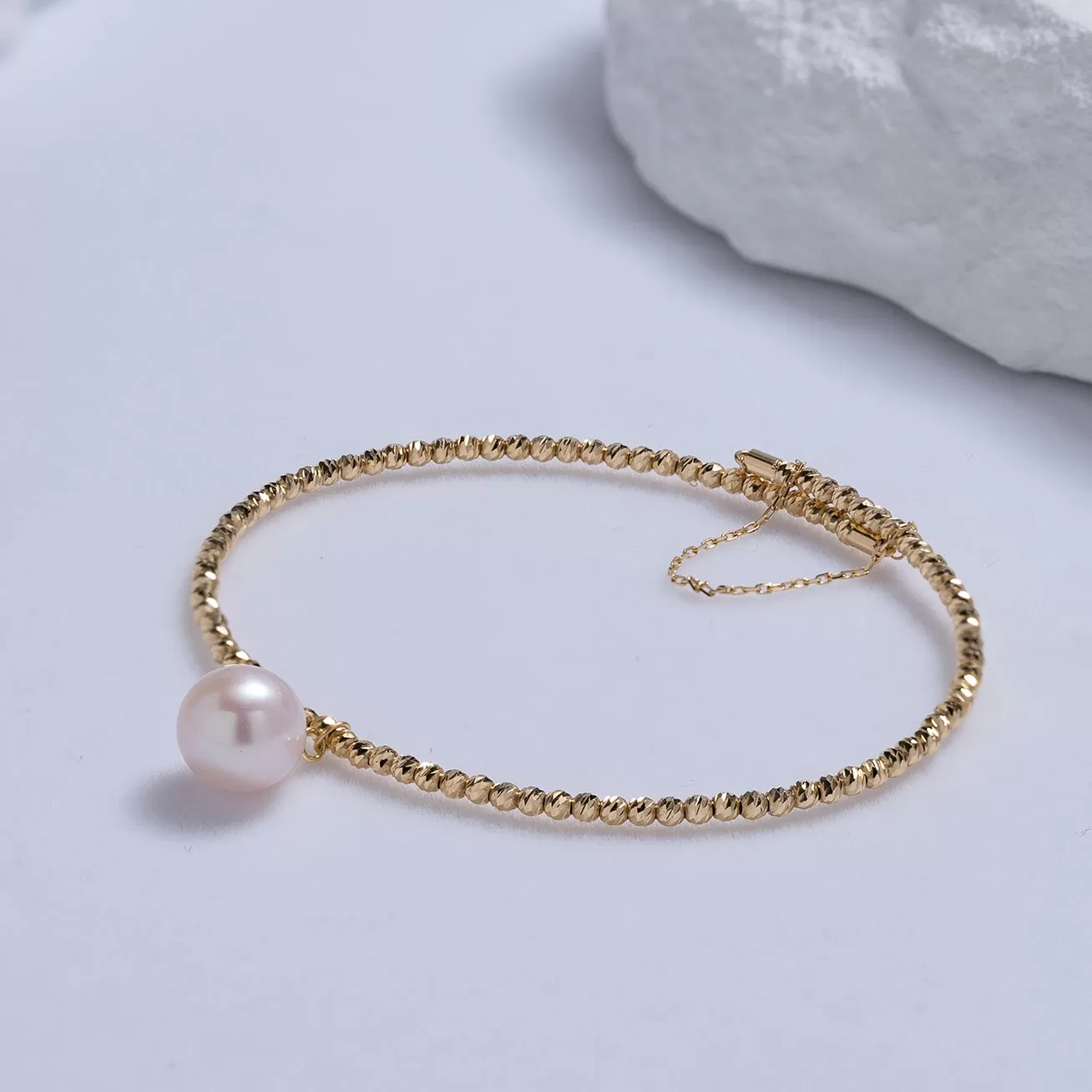 18K Solid Gold Freshwater Pearl Bracelet KB00015