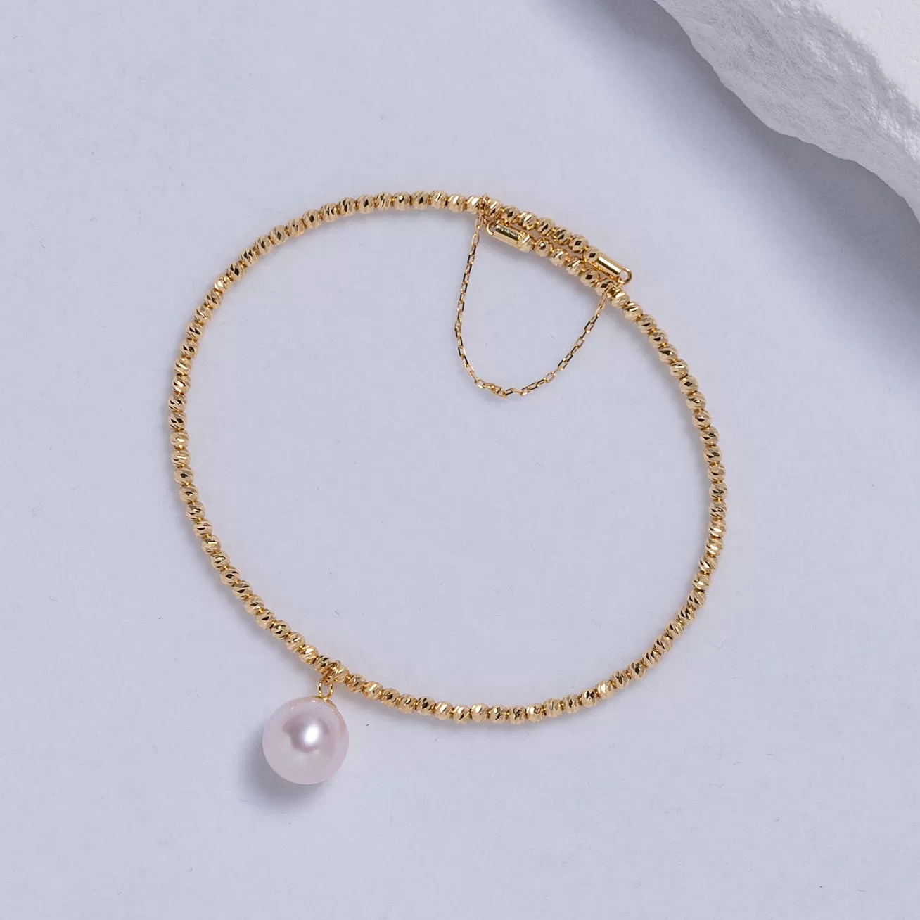 18K Solid Gold Freshwater Pearl Bracelet KB00015