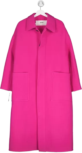 Ami Alexandre Mattiussi Pink Oversize Wool Single Breasted Coat UK XS/S