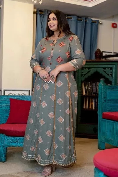 Anarkali Plus Size Grey Kurti for women