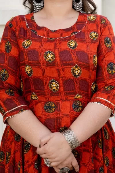 Anarkali Plus Size Maroon Kurti for women