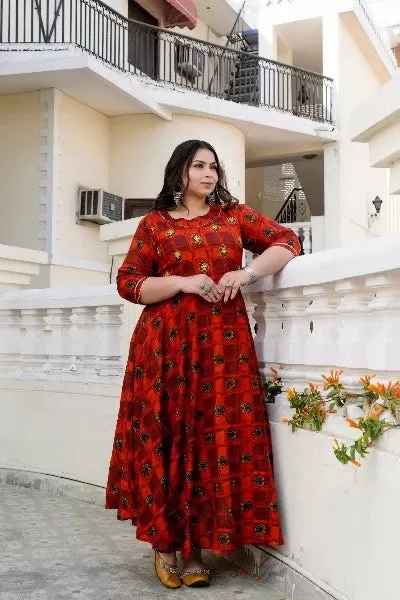 Anarkali Plus Size Maroon Kurti for women