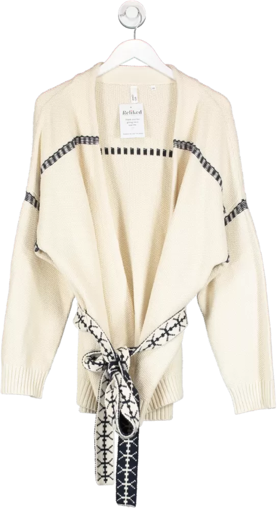 And/Or Cream Belted Wool Blend Cardigan UK XL