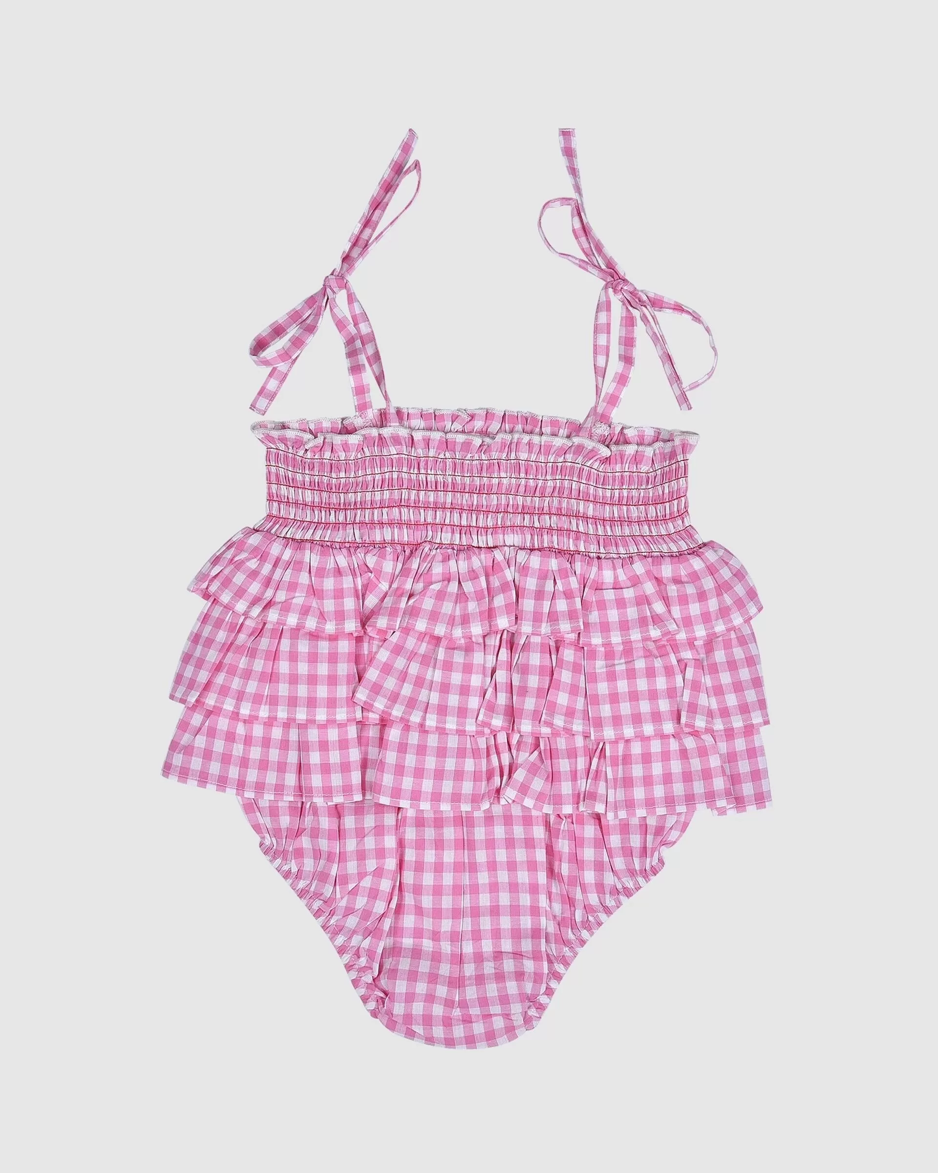 Astrid Playsuit - Pink GIngham Cherry