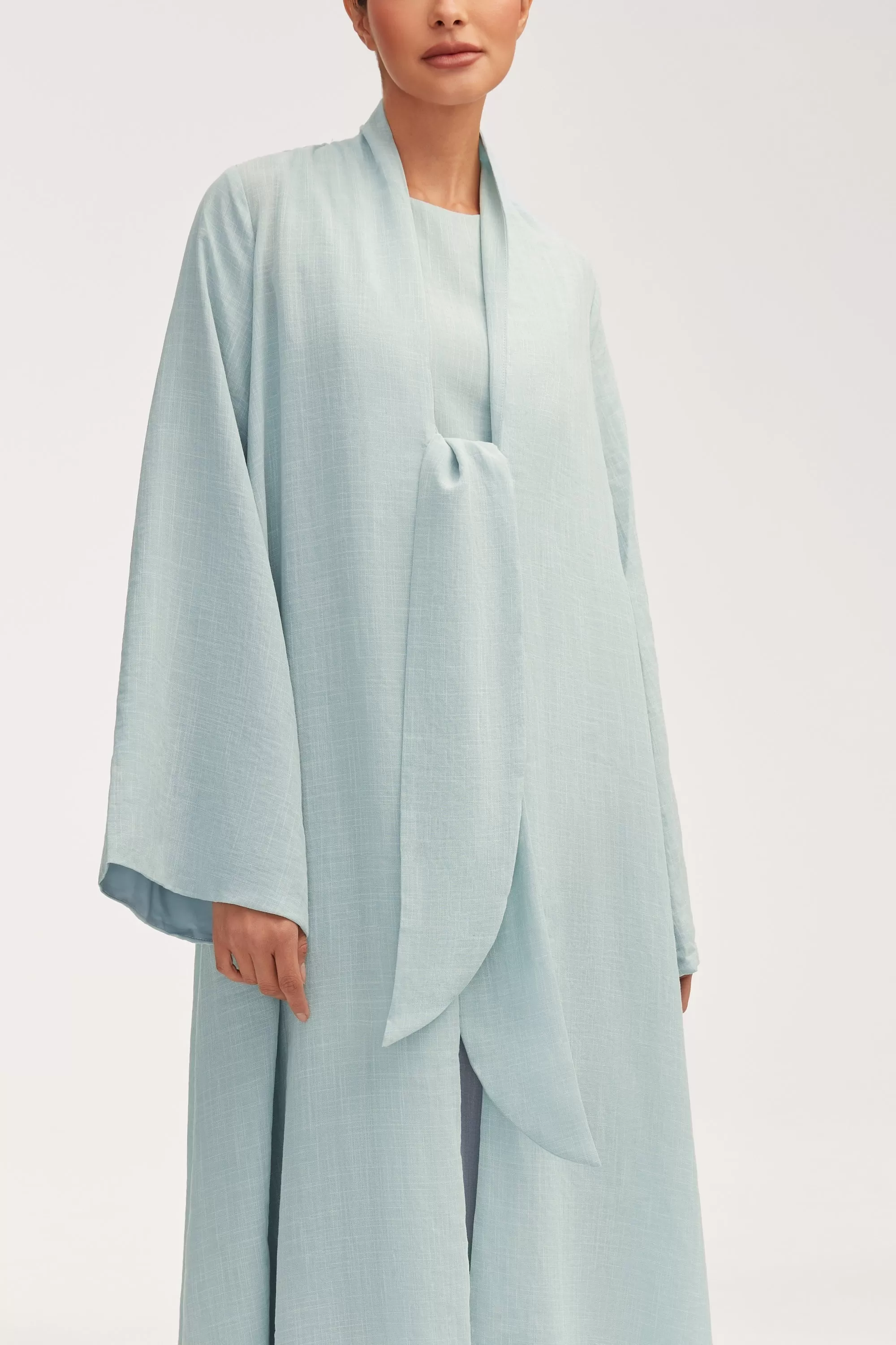 Azka Tie Front Abaya - Cucumber