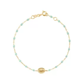 Baby Madone Charm Classic Gigi Jade bracelet, Yellow Gold, 5.1"