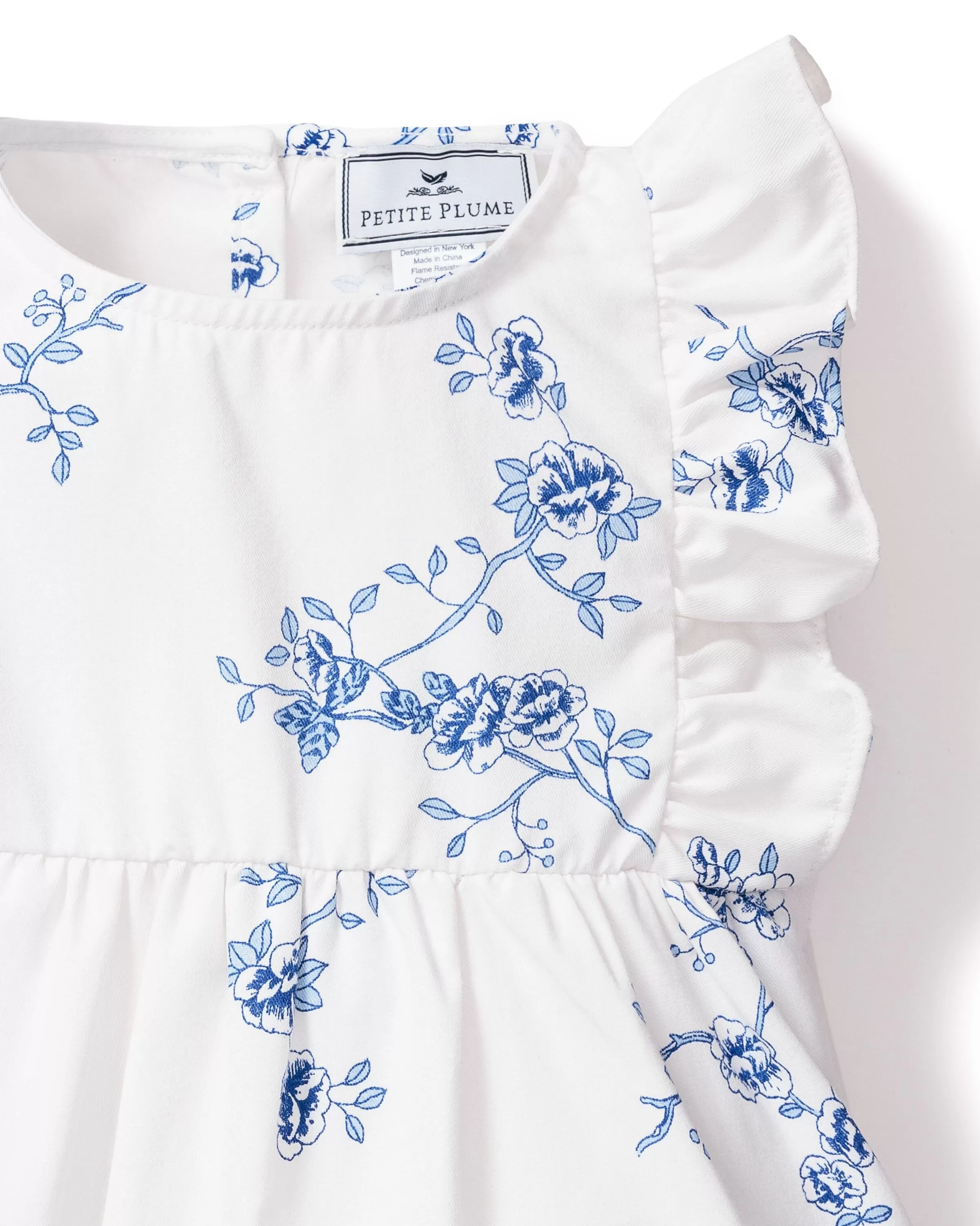 Baby's Twill Ruffled Romper | Indigo Floral