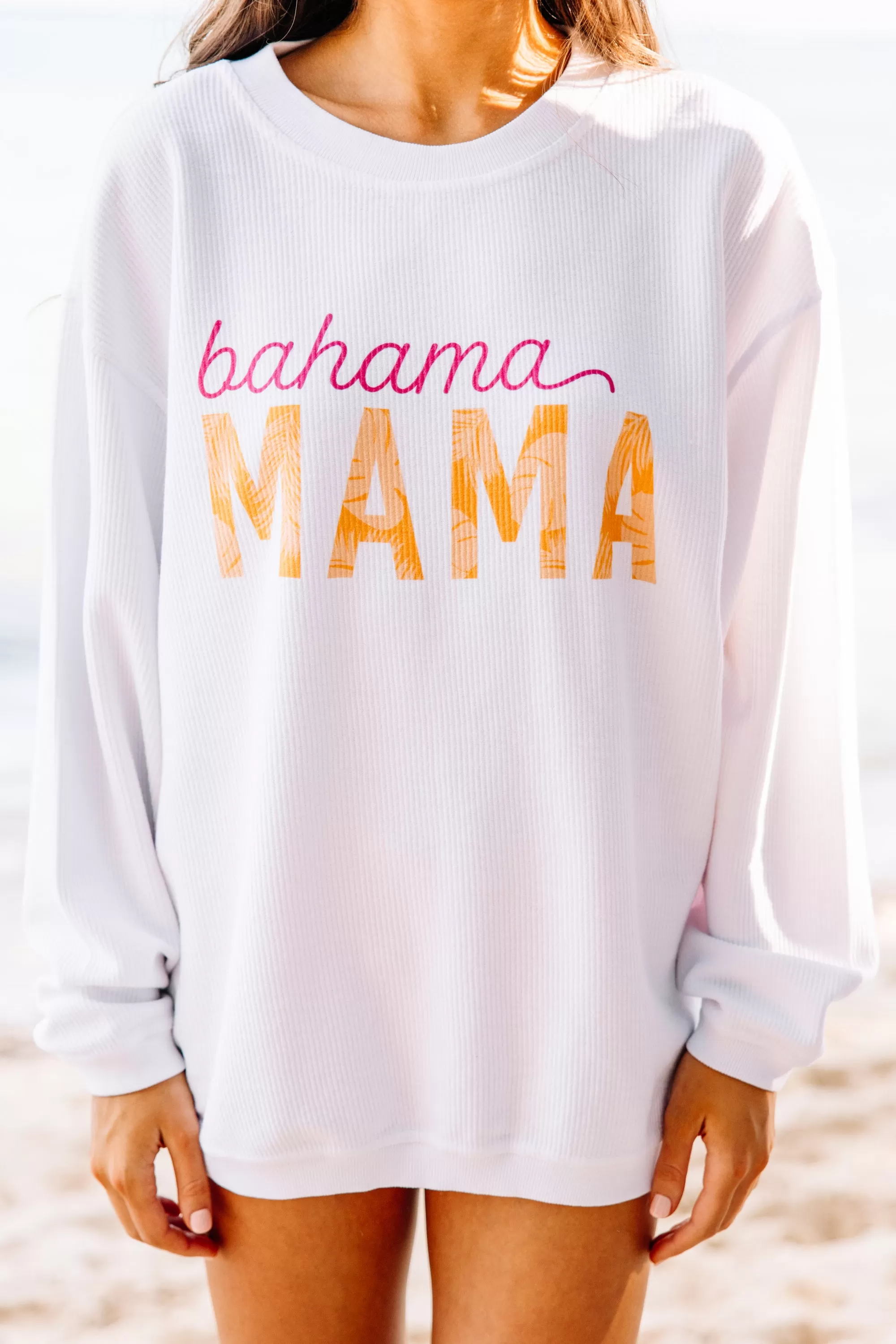 Bahama Mama White Corded Graphic Sweatshirt