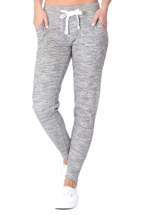 Basic Ladies Jogger Pants in Heather Grey