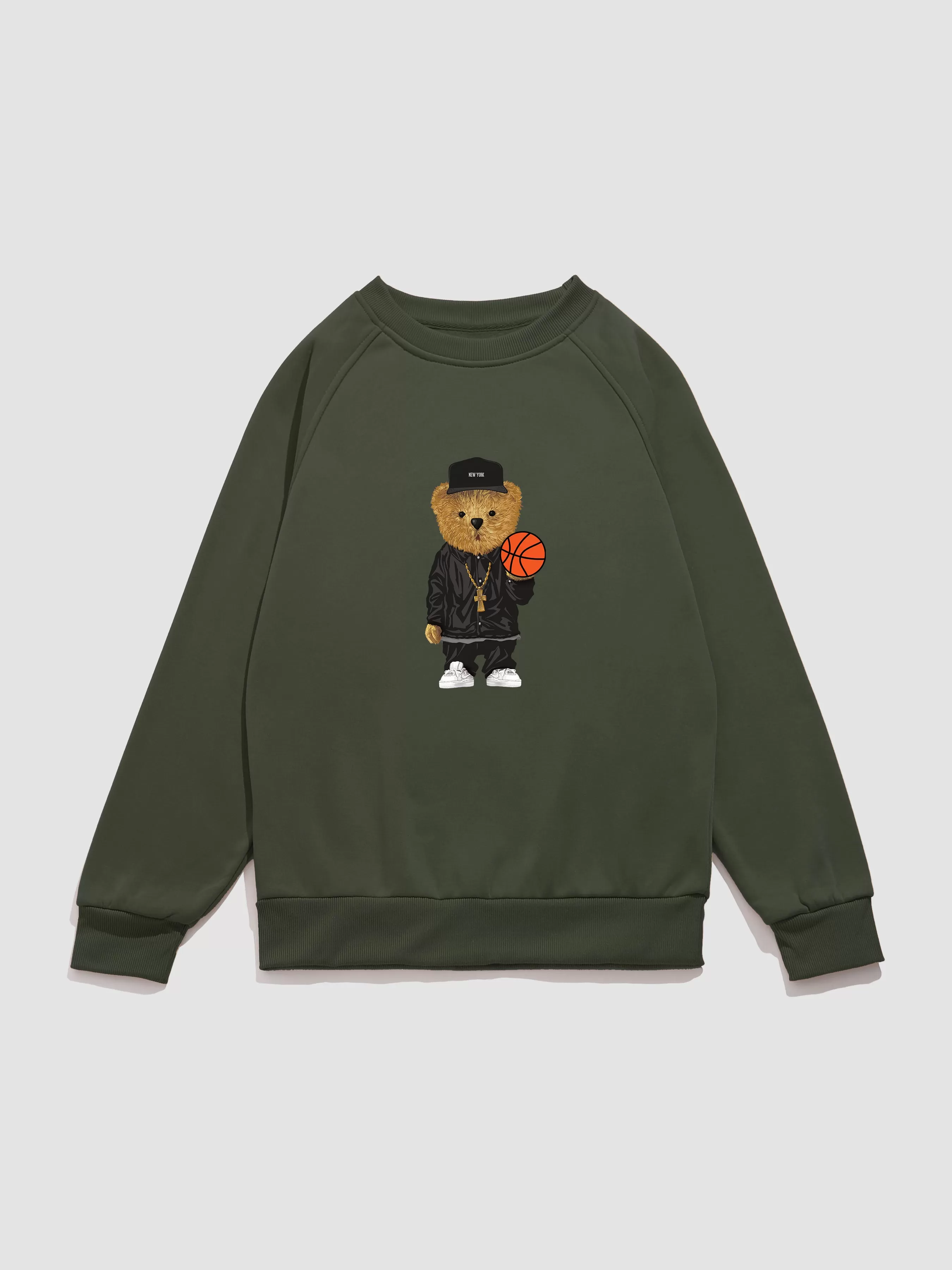 Basketball Bear Print Sweatshirt