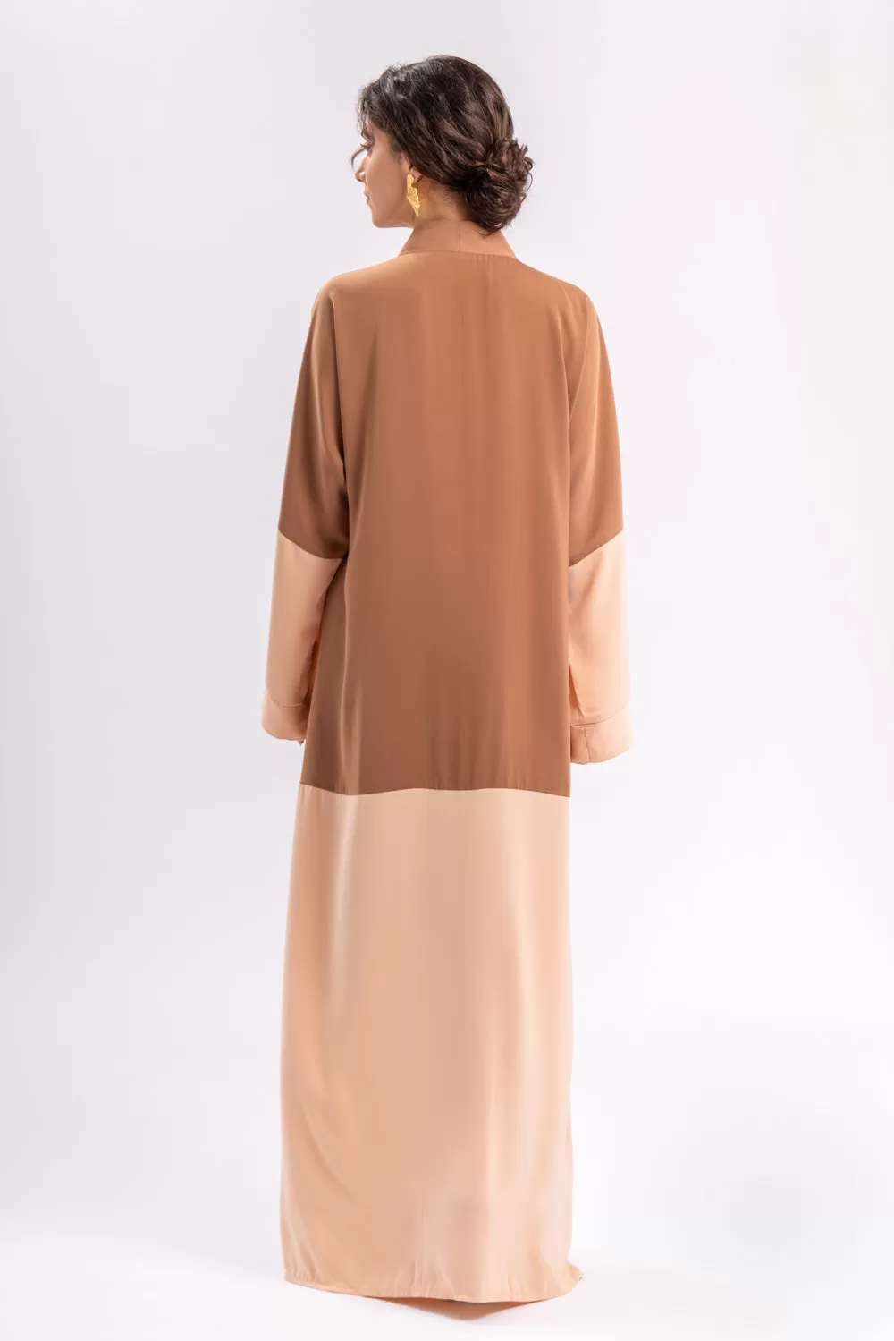 Beige Peach Open Abaya