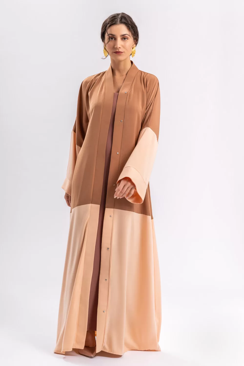 Beige Peach Open Abaya