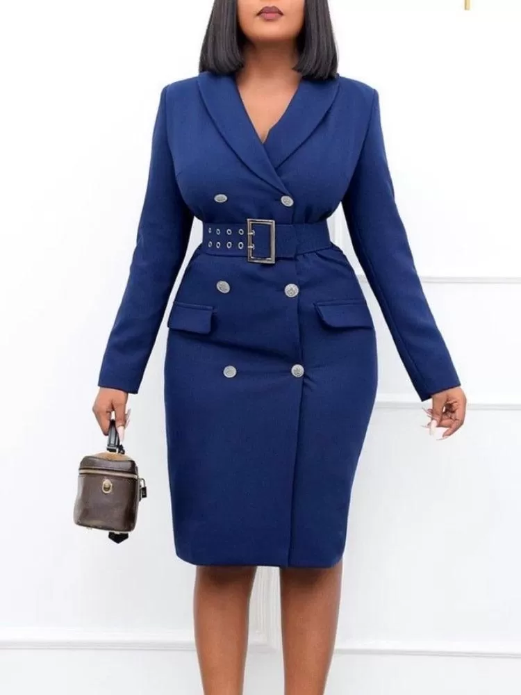 Belted Double-Breasted Blazer Dress