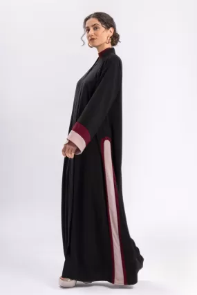 Black Stripe Open Abaya