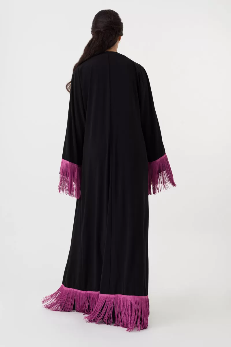 Black Tassel Abaya Kimono