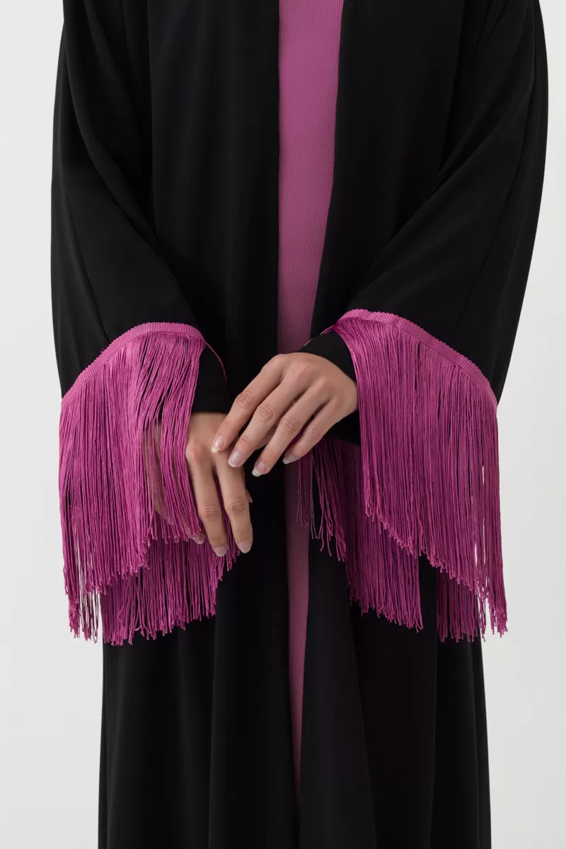 Black Tassel Abaya Kimono