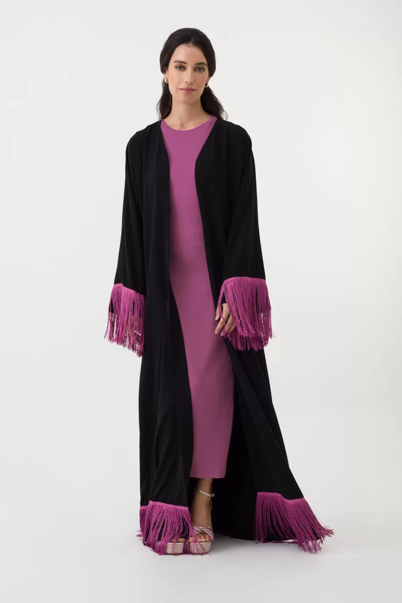 Black Tassel Abaya Kimono