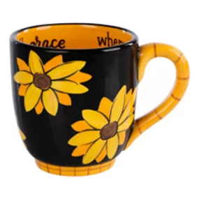 Bloom With Grace Sunflower Mug - Inspirational 16oz Ceramic Coffee Cup