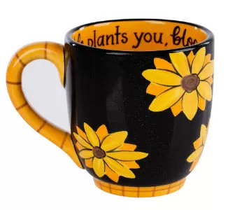 Bloom With Grace Sunflower Mug - Inspirational 16oz Ceramic Coffee Cup