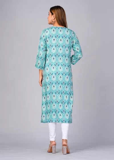 Blue Imported Rayon Straight Kurti 1PC