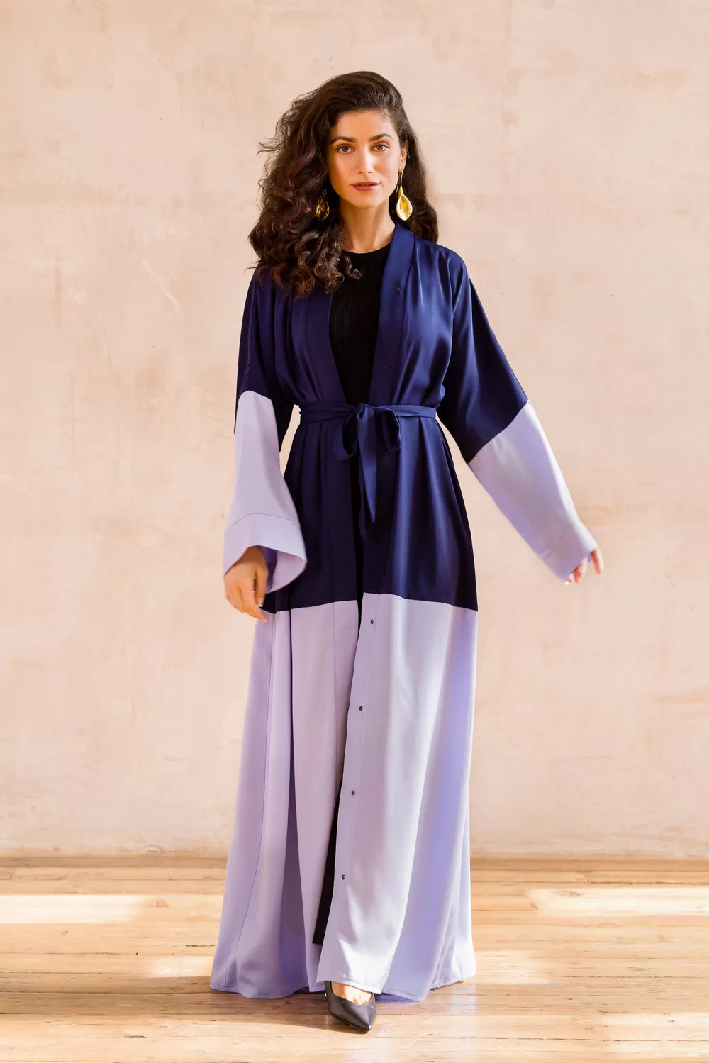 Blue Plain Open Abaya