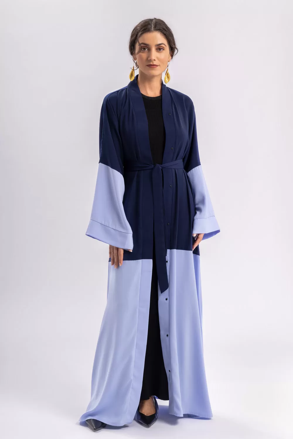 Blue Plain Open Abaya