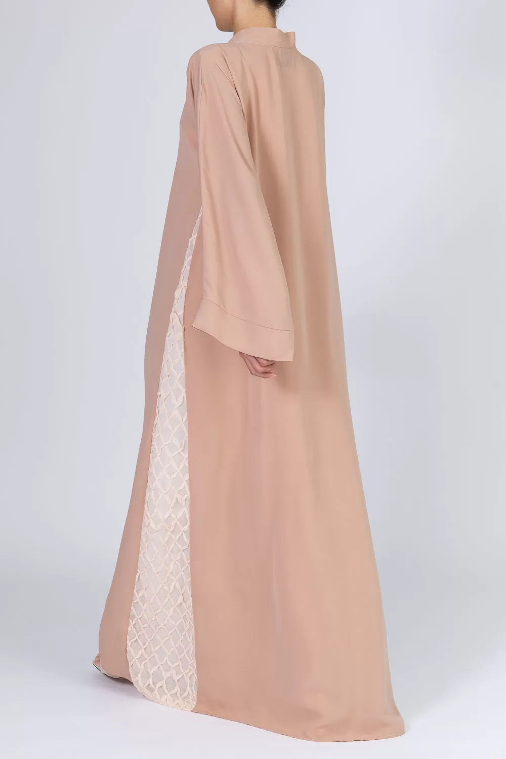 Blush Abaya with Beige Lace