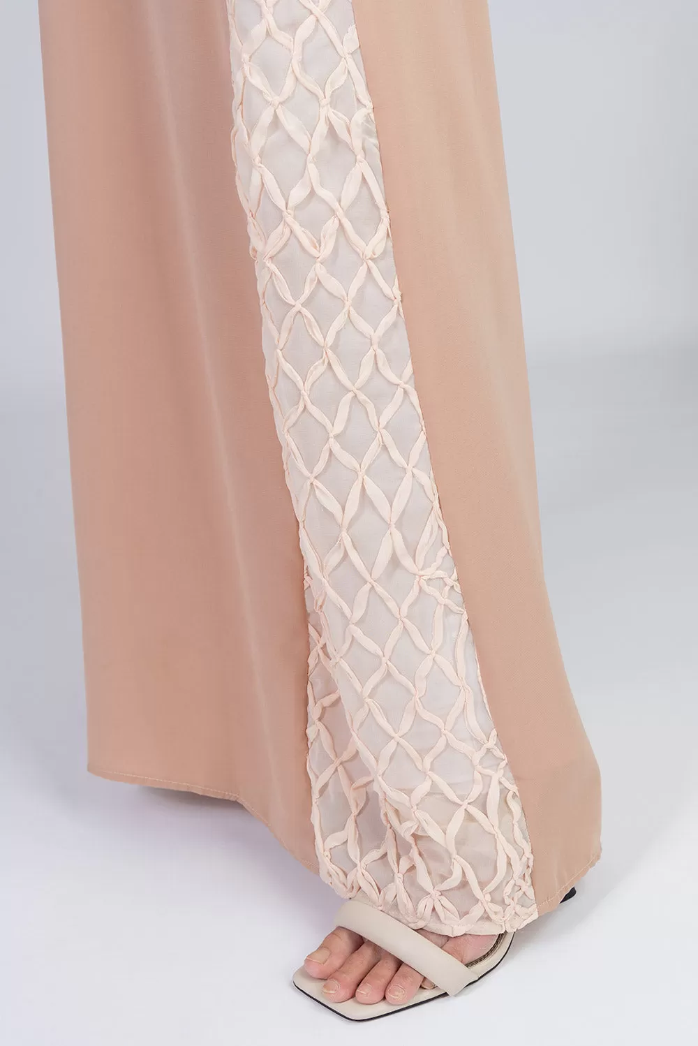 Blush Abaya with Beige Lace