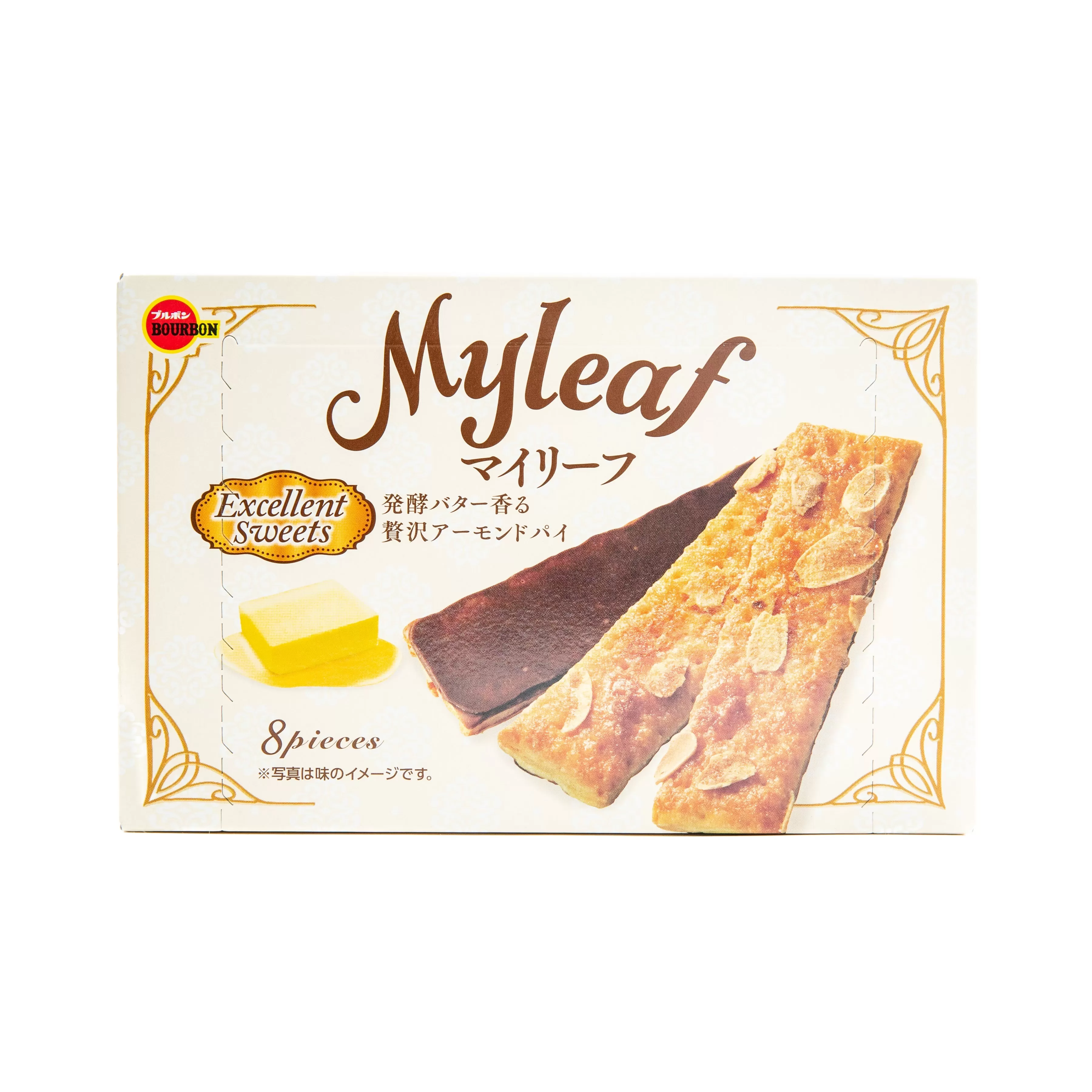 Bourbon Myleaf Flaky Butter Chocolate Coating Pastry Snack (8pcs)