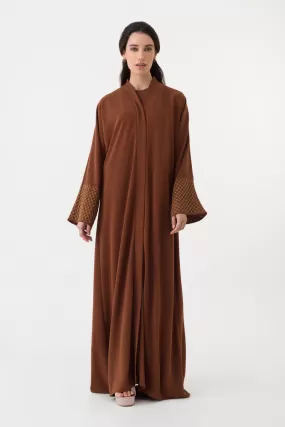 Brown Gold Embroidered Abaya