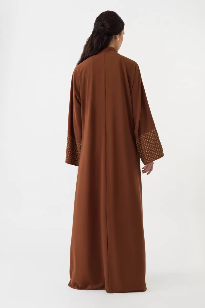 Brown Gold Embroidered Abaya