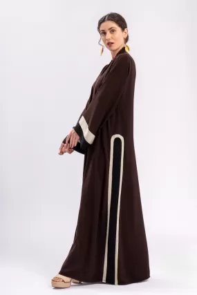 Brown Stripe Open Abaya