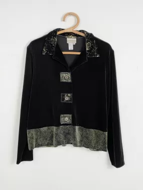 CC Moody Floral Velour Button Up Jacket