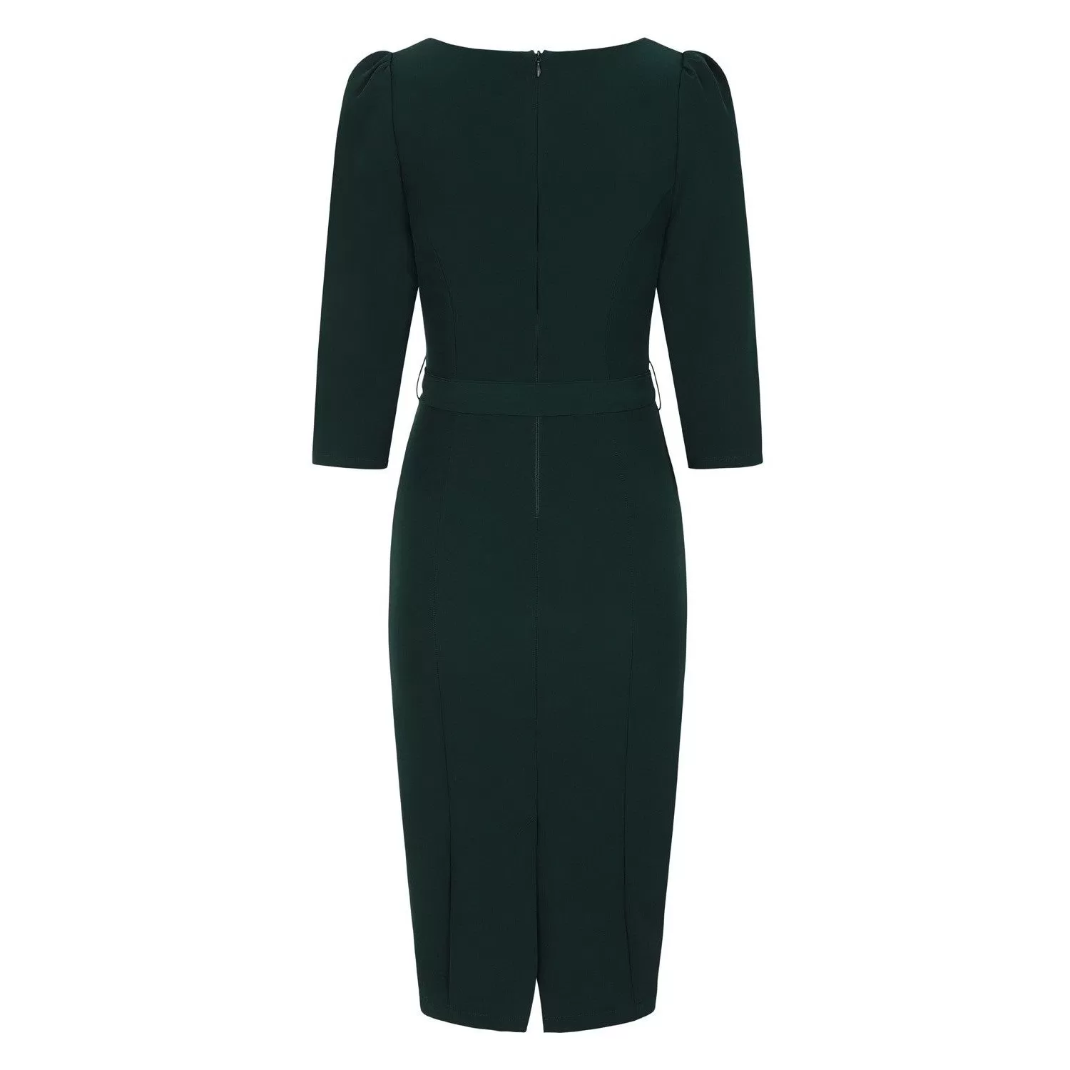 Classic Green Belted 50s Wiggle Pencil Dress