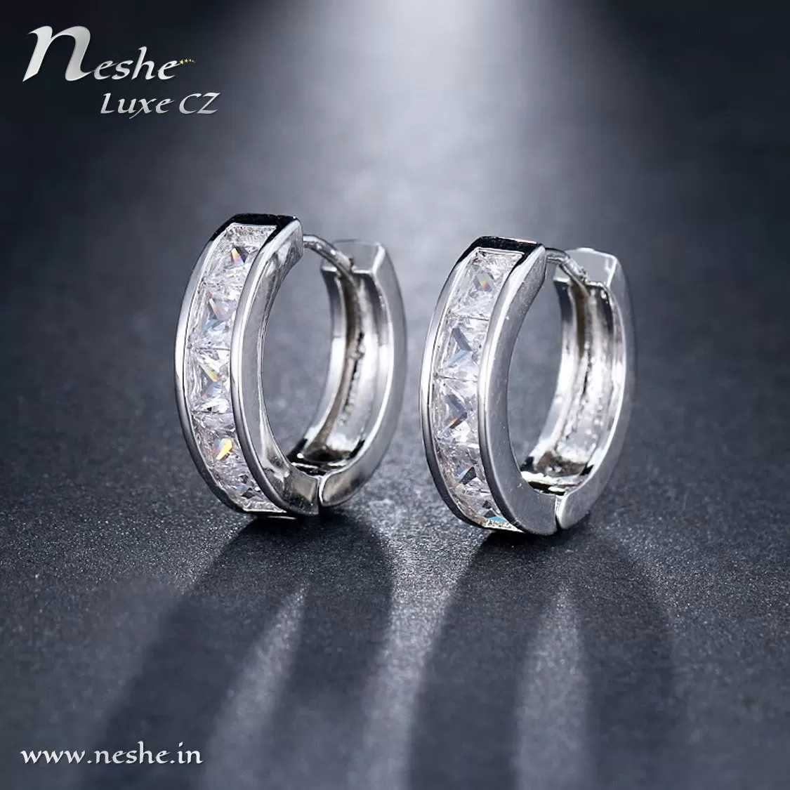 Clear CZ Huggie Hoop Earring - 3 Colors