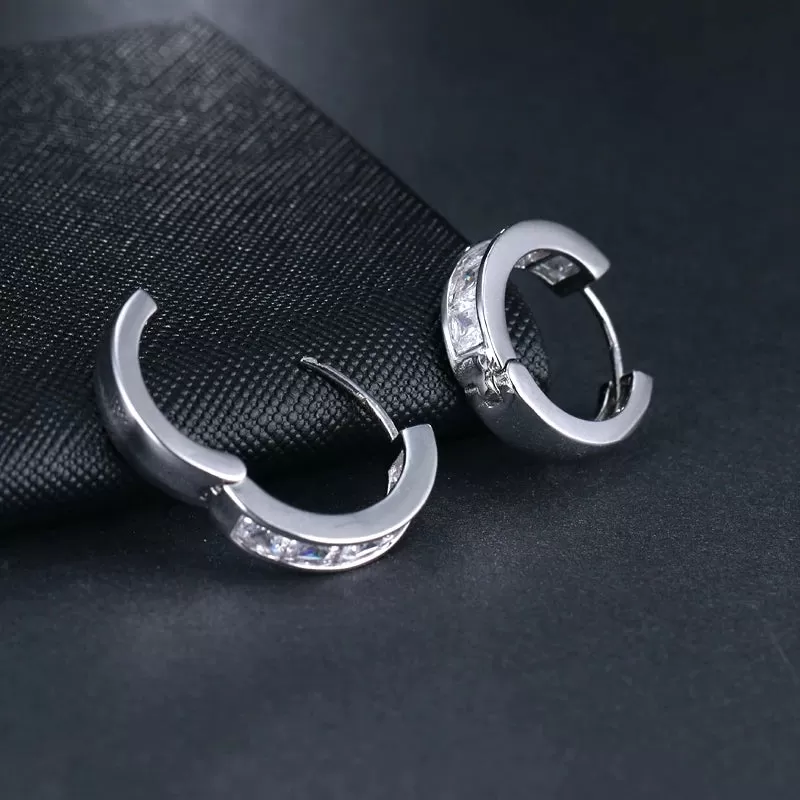 Clear CZ Huggie Hoop Earring - 3 Colors