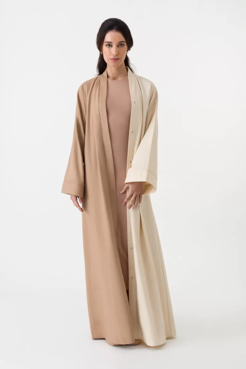 Cotton Linen Abaya in Beige