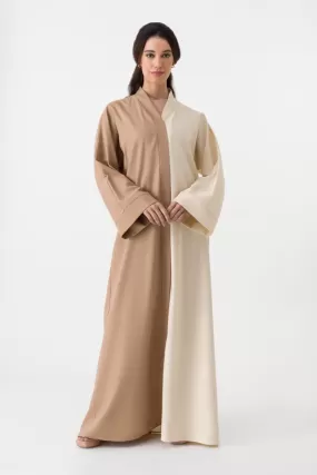 Cotton Linen Abaya in Beige