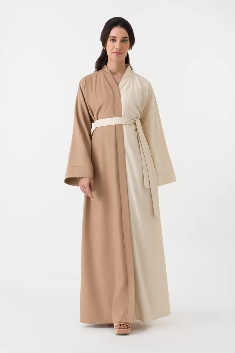 Cotton Linen Abaya in Beige