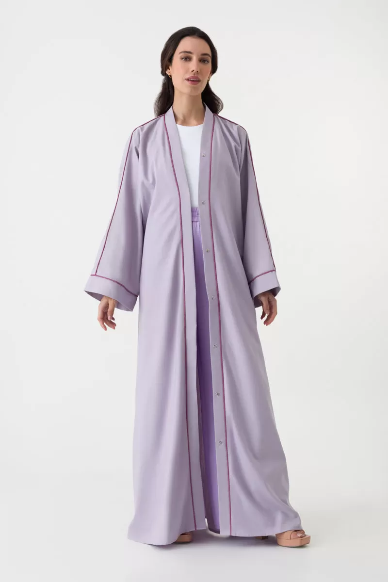 Cotton Linen Abaya in Lilac