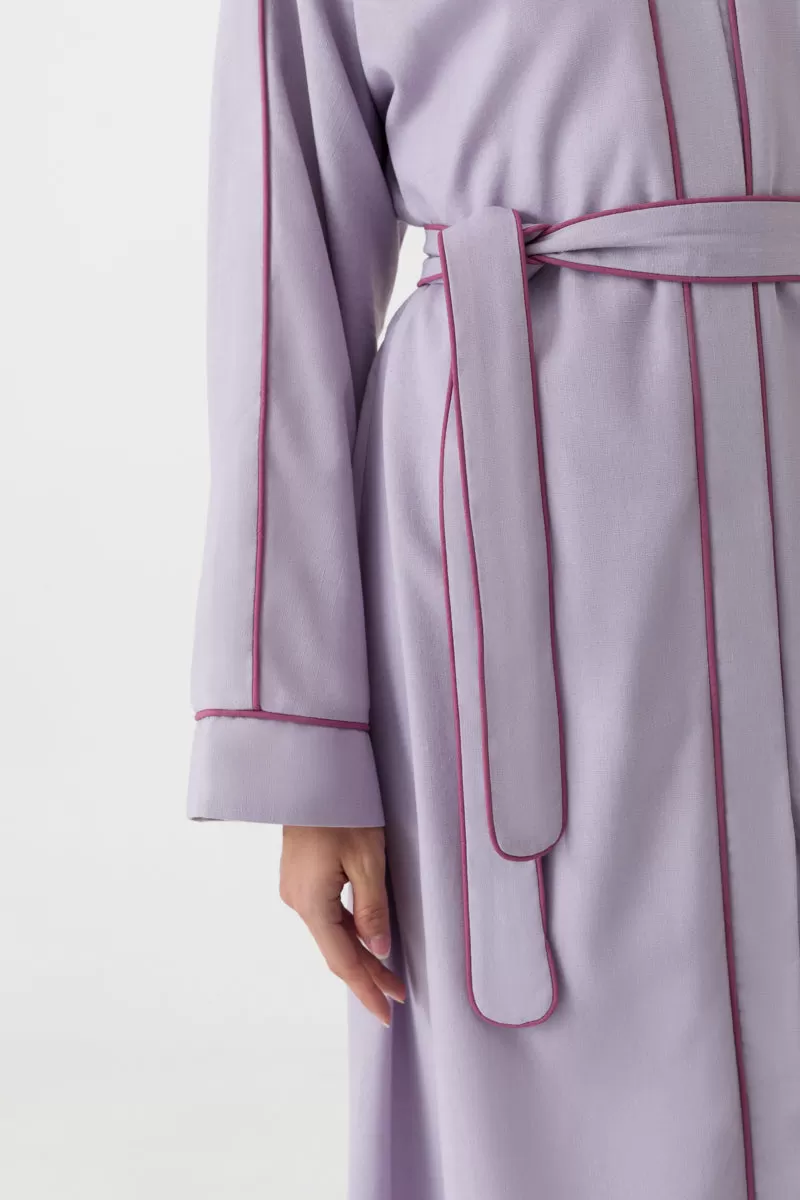 Cotton Linen Abaya in Lilac