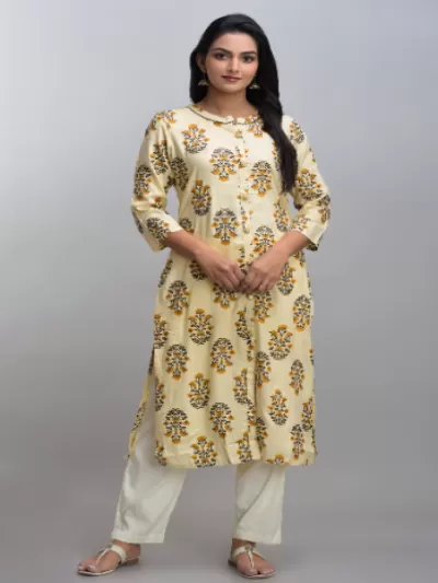 Cream Brown Cotton Kurti UK Next Day