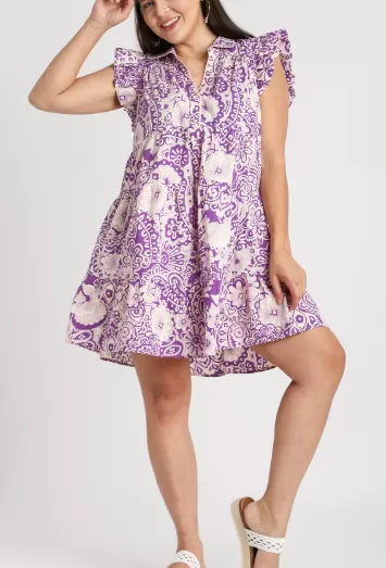 Curvy Purple Paisley Dress